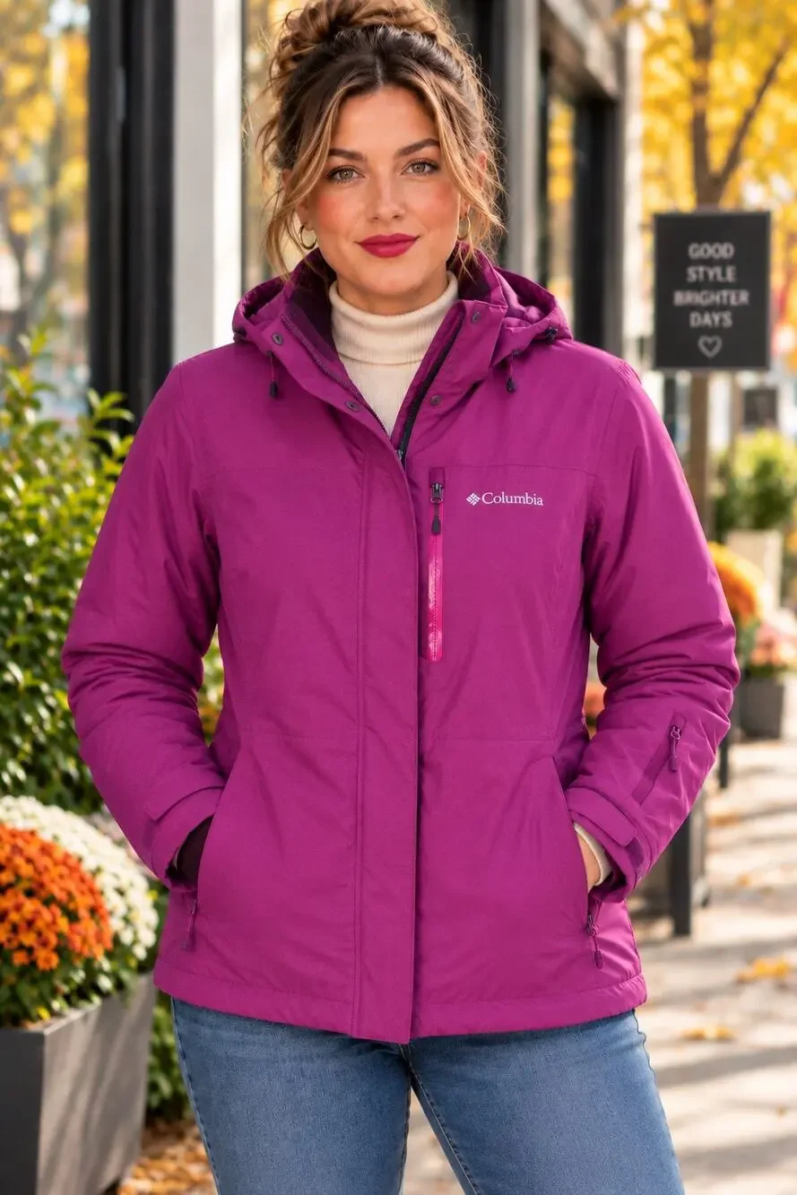 Columbia Omni-Heat Women’s Purple Insulated Hooded Jacket Size M